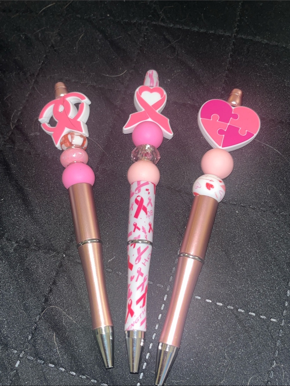 Breast Cancer Awareness Trio Ballpoint Pen - Beaded Pack of 3 Pens October 42